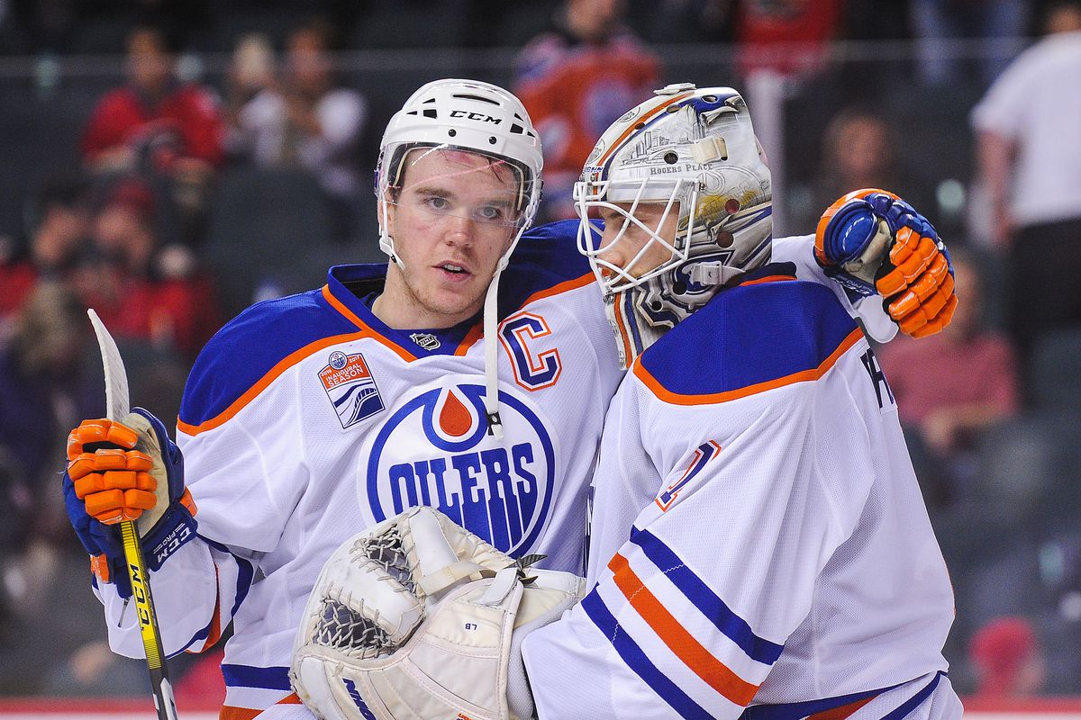 Connor McDavid and Laurent Brossoit