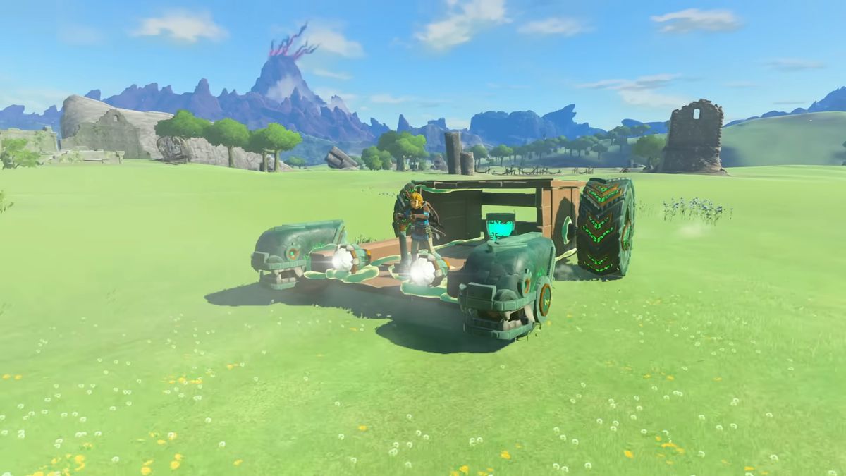 Link is driving some sort of car in The Legend of Zelda: Tears of the Kingdom