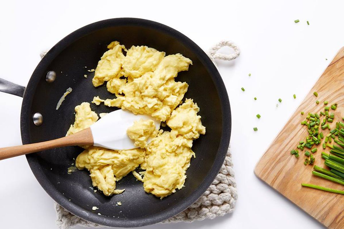 Scrambled “eggs” made with vegan-friendly, mung bean-based Just Egg