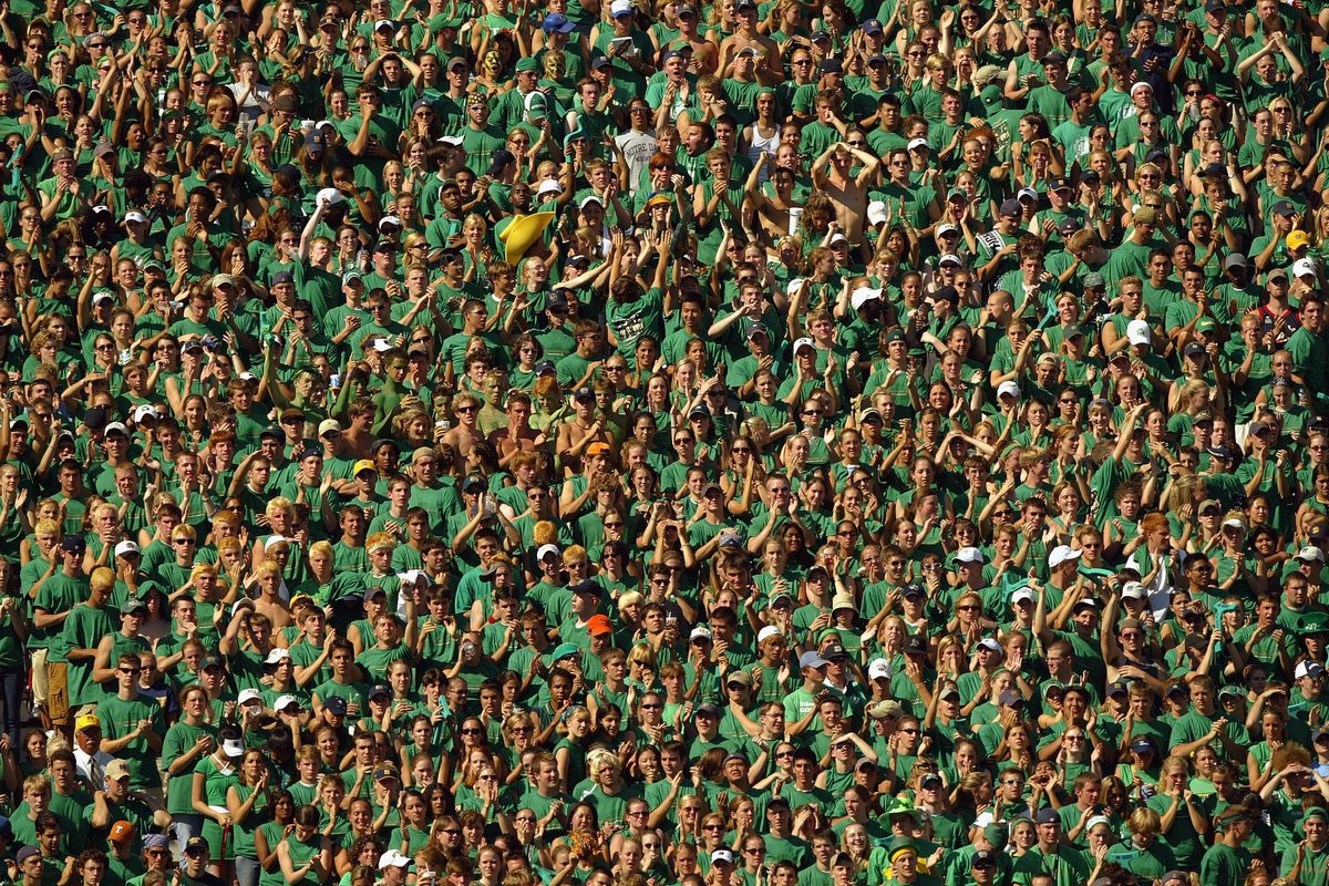 Fighting Irish fans show their support with green shirts