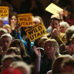 Several hundred Utahns gather at the University of Utah to voice their opinions  of the proposed Public Lands Initiative Wednesday, March 2, 2016. 