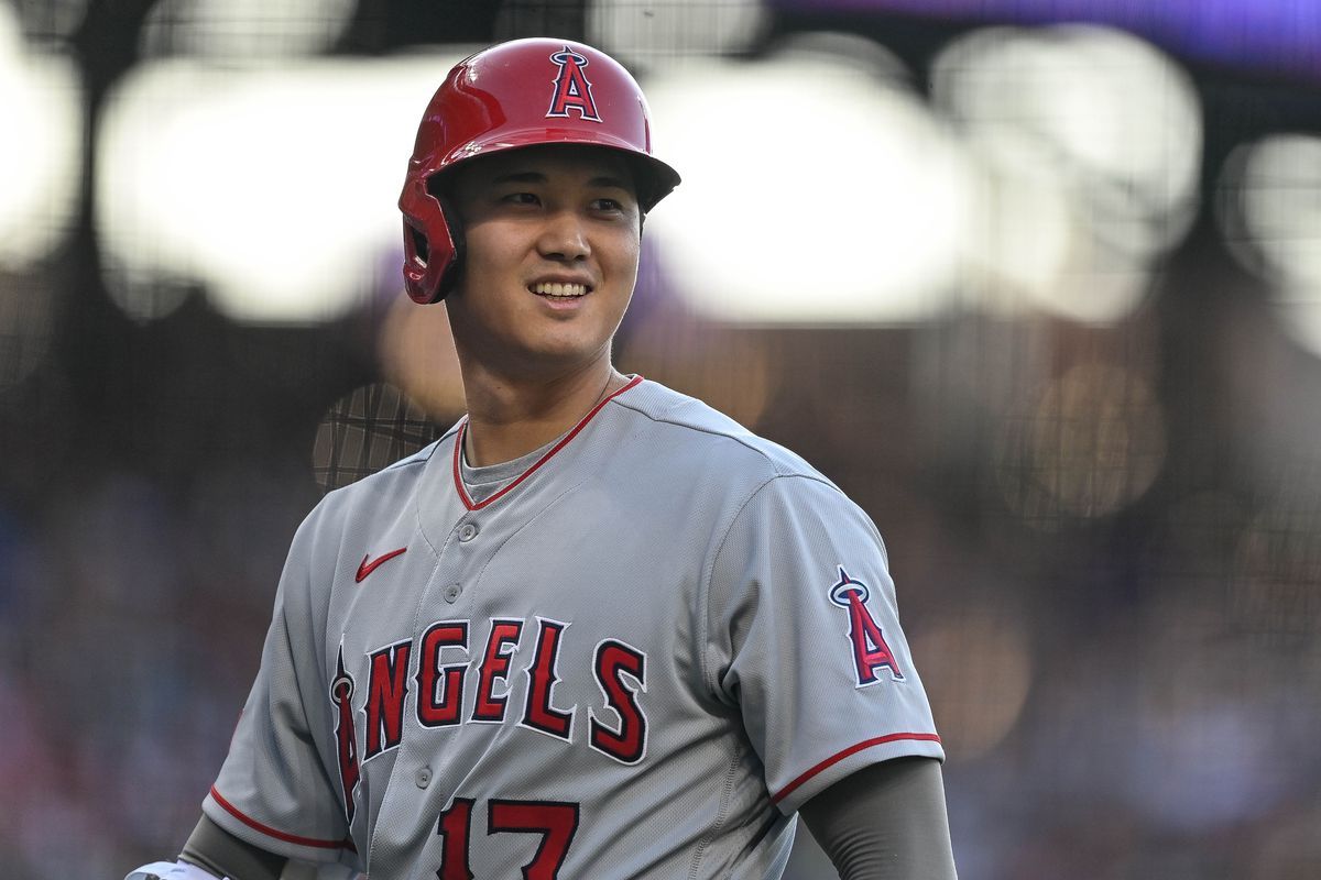 Shohei Ohtani of the Los Angeles Angels prepares to bat in the first inning of a game against the Colorado Rockies at Coors Field on June 24, 2023 in Denver, Colorado.