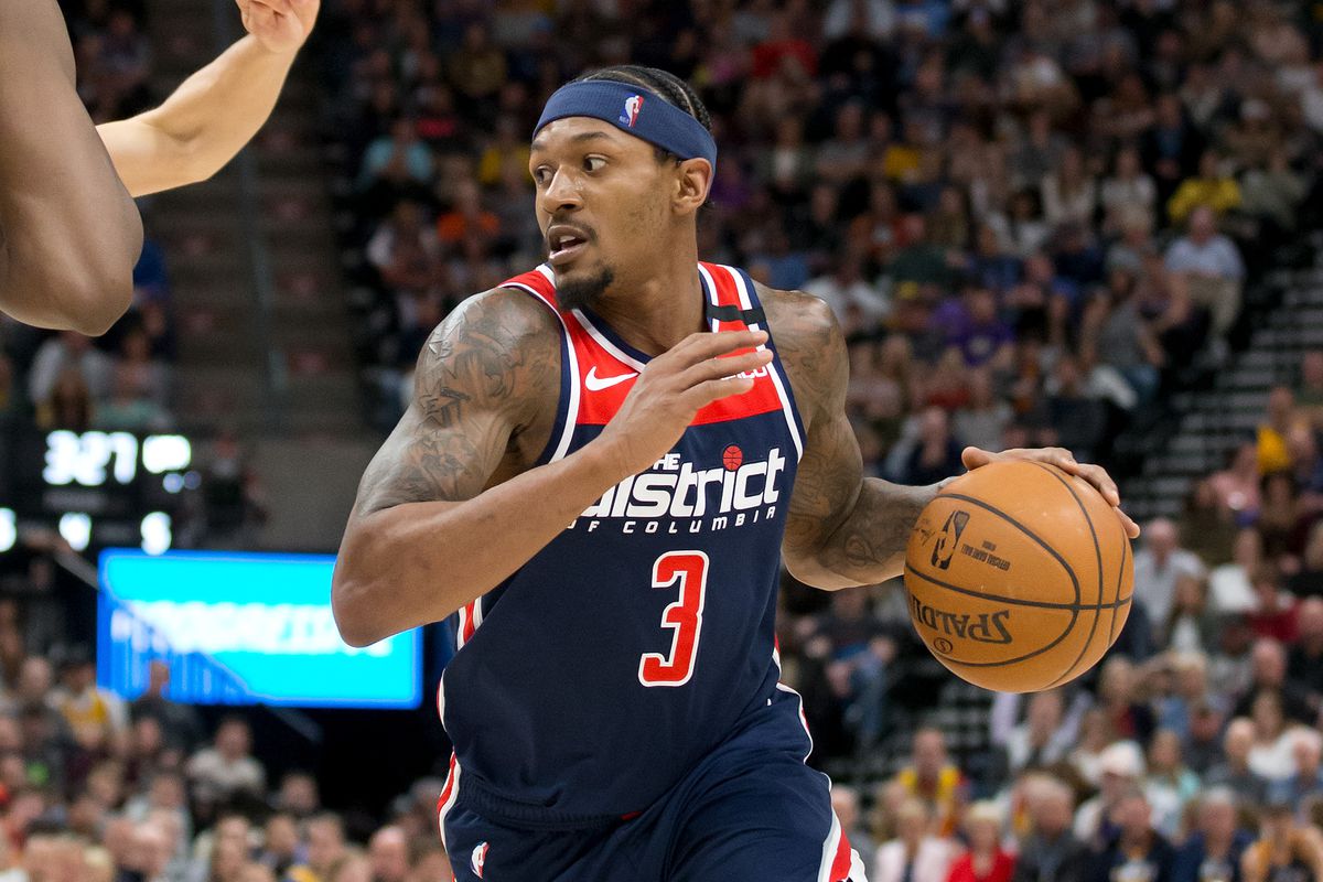 Washington Wizards guard Bradley Beal dribbles the ball during the second half against the Utah Jazz at Vivint Smart Home Arena.