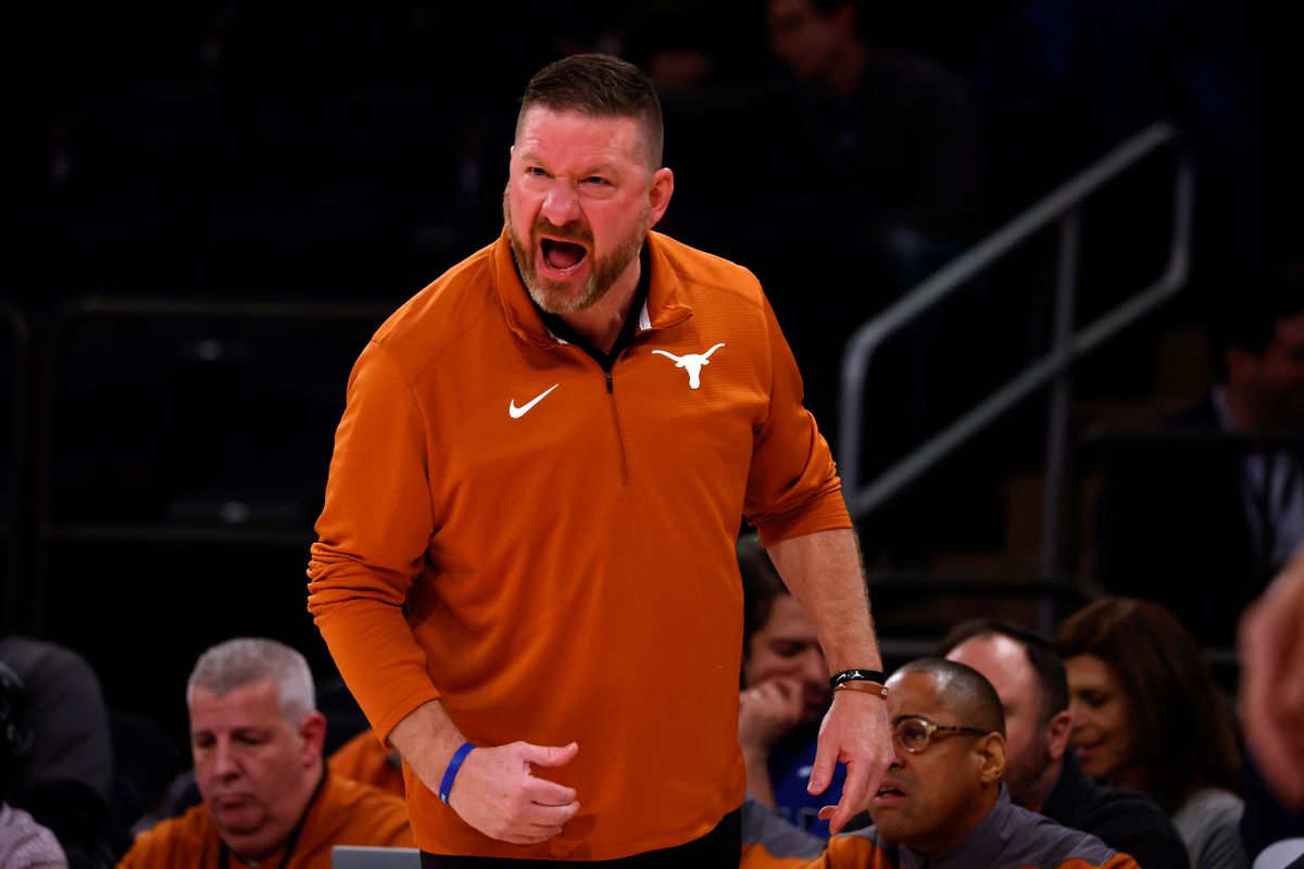 Head coach Chris Beard of the Texas Longhorns reacts during the first half of their game against the Illinois Fighting Illini at Madison Square Garden on December 6, 2022 in New York City.