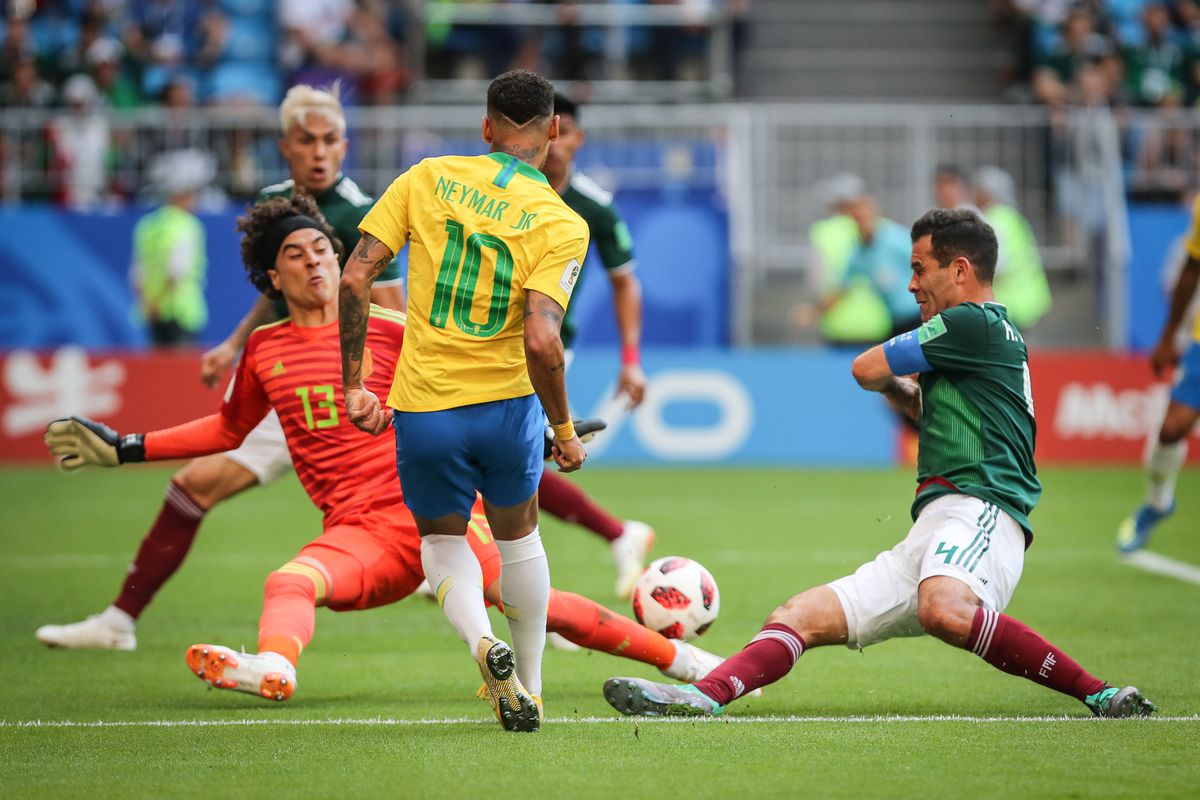 Neymar da Silva Santos Jr. during a match between Brazil and...