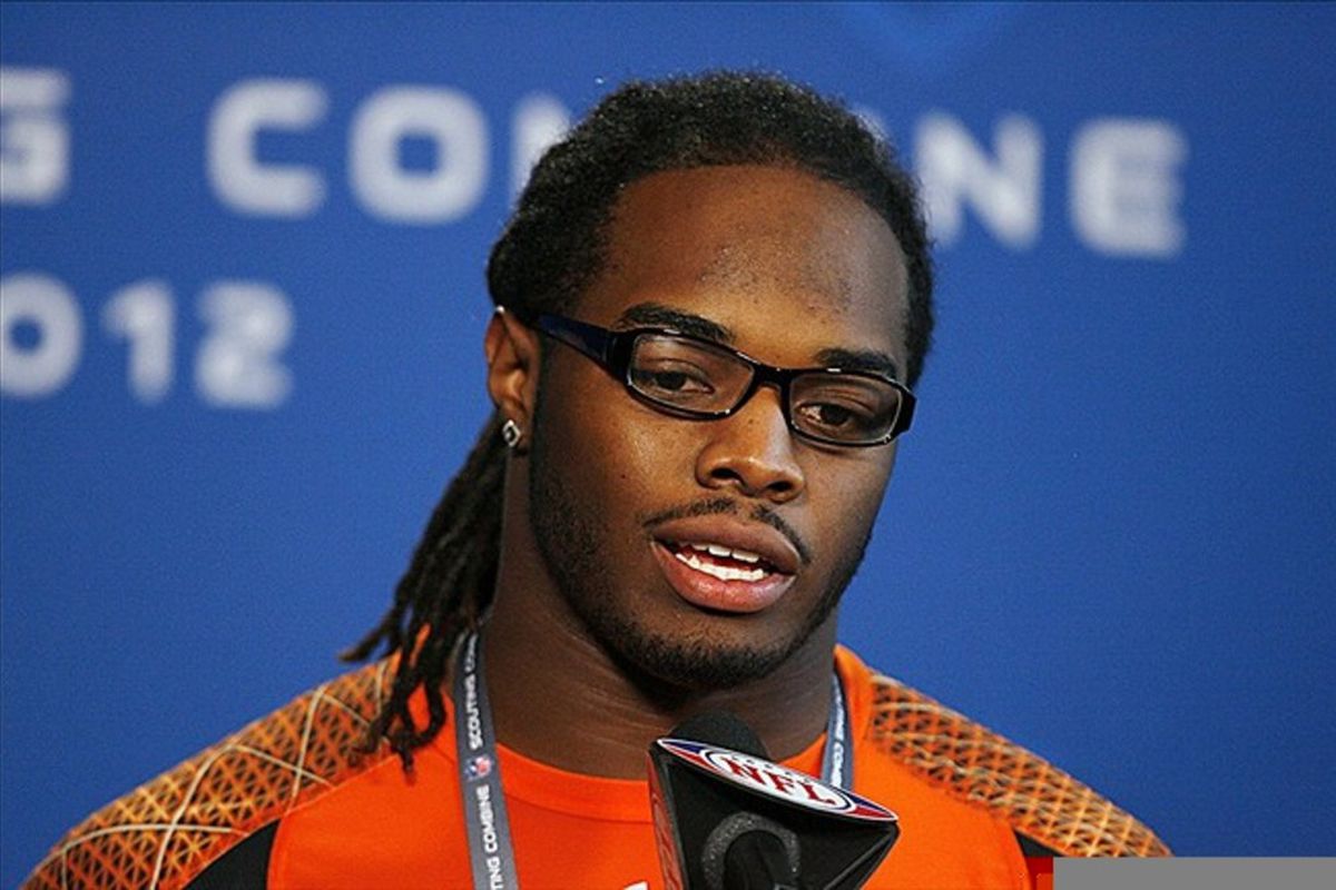 Feb 24, 2012; Indianapolis, IN, USA; Alabama Crimson Tide running back Trent Richardson speaks at a press conference during the NFL Combine at Lucas Oil Stadium. Mandatory Credit: Brian Spurlock-US PRESSWIRE