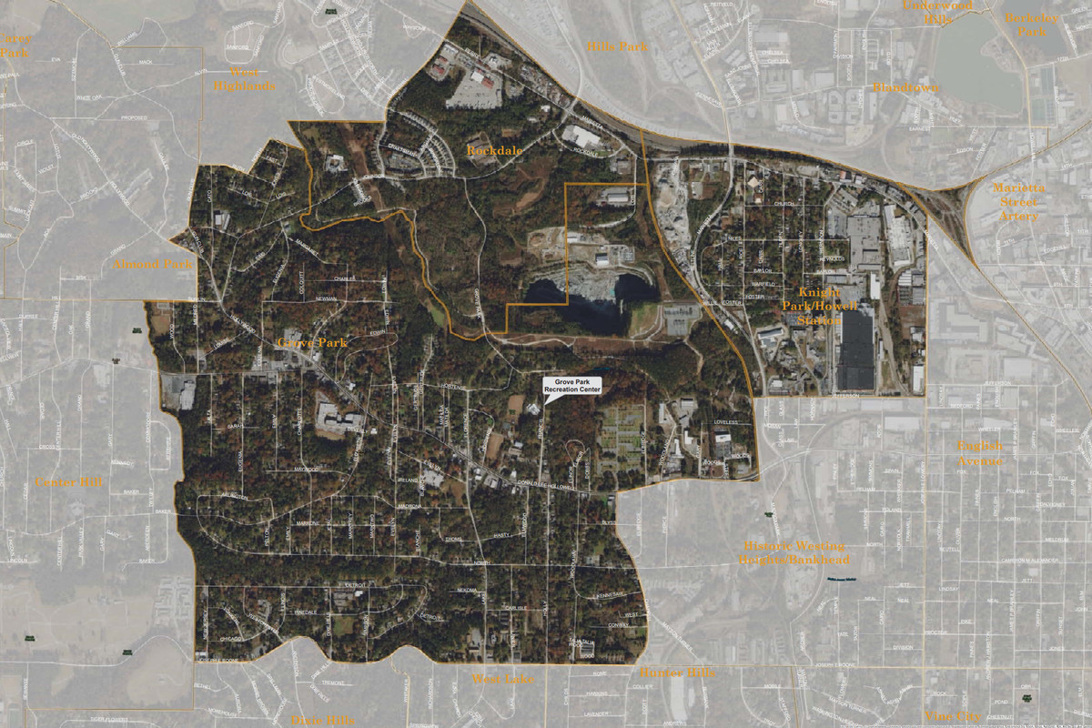 A map illustrates the area impacted by the development trends of the Westside Park.