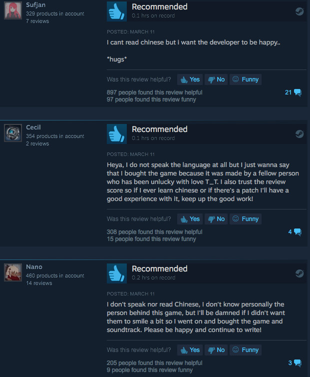 screenshot of Tiny Snow reviews on Steam