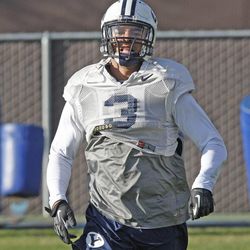Kyle Van Noy during BYU football practice Monday, March 18, 2013, in Provo.