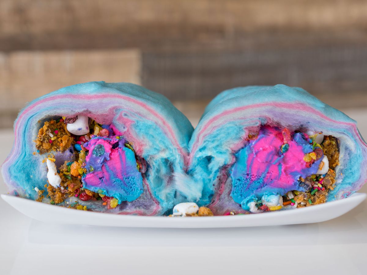 Cotton candy burrito at Creamberry