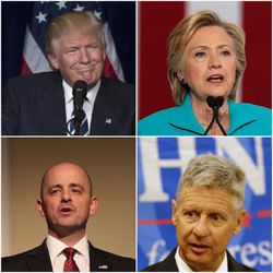 Composite photo of presidential candidates Donald Trump, Hillary Clinton, Evan McMullin and Gary Johnson.