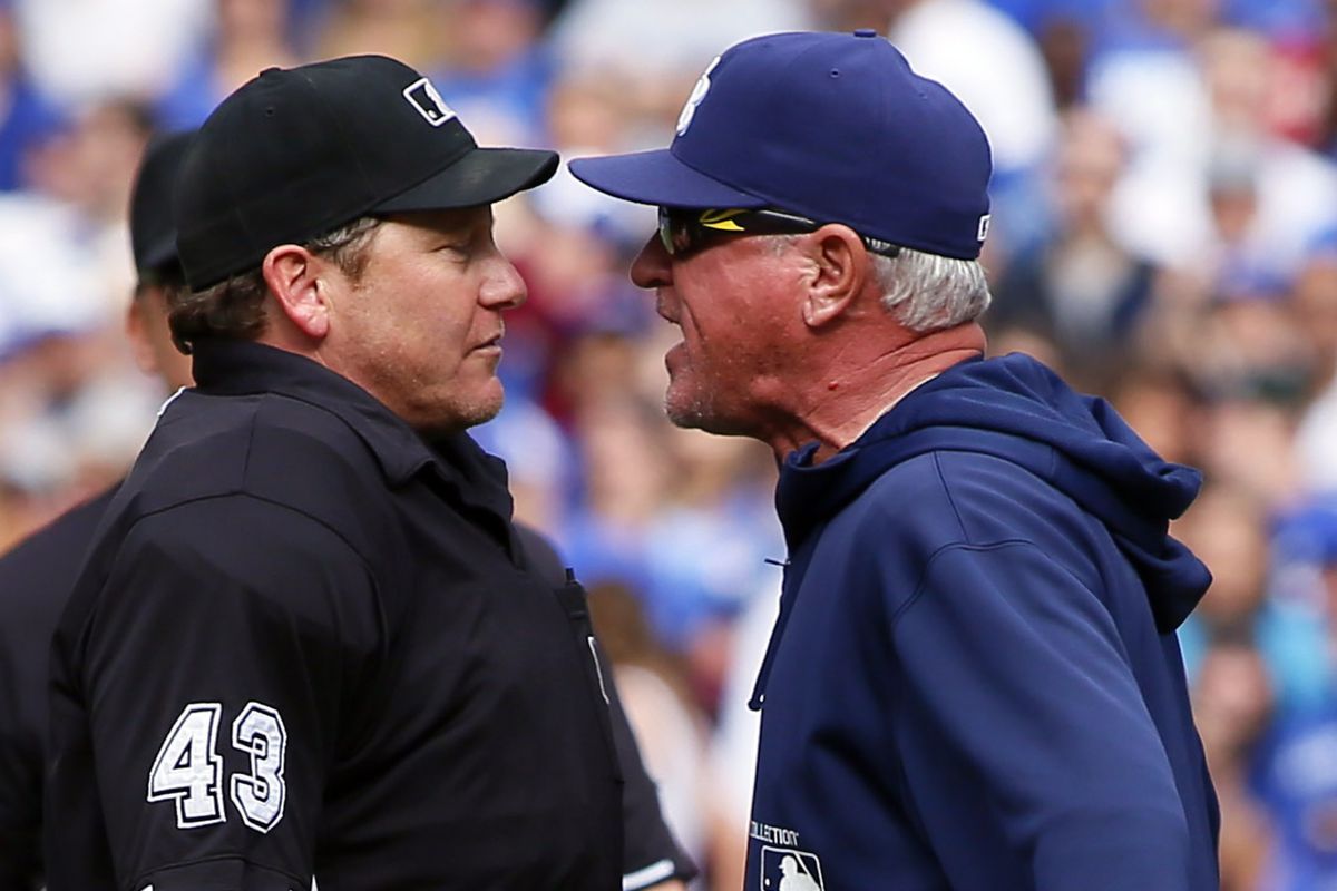 Joe Maddon shares his opinion on who the most disappointing Jay was with umpire Paul Schrieber.