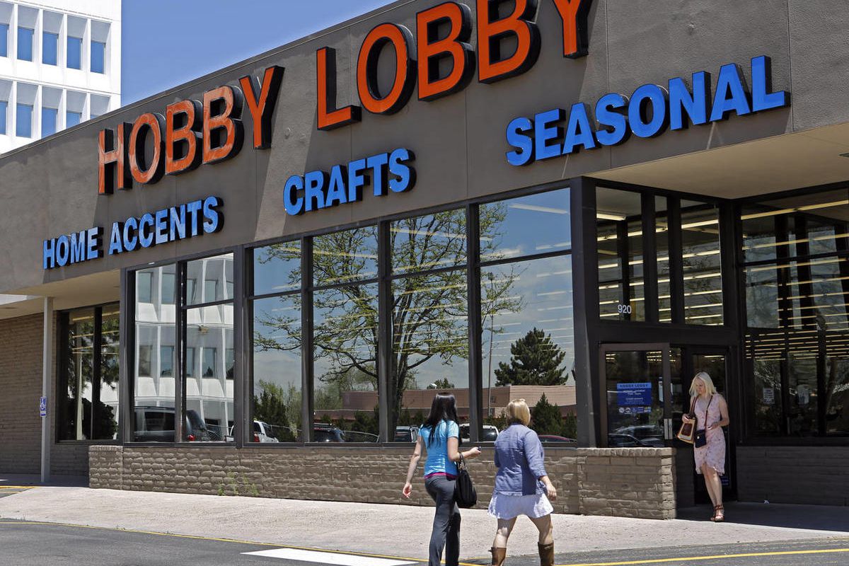 Customers are seen at a Hobby Lobby store in Denver on Wednesday, May 22, 2013.  