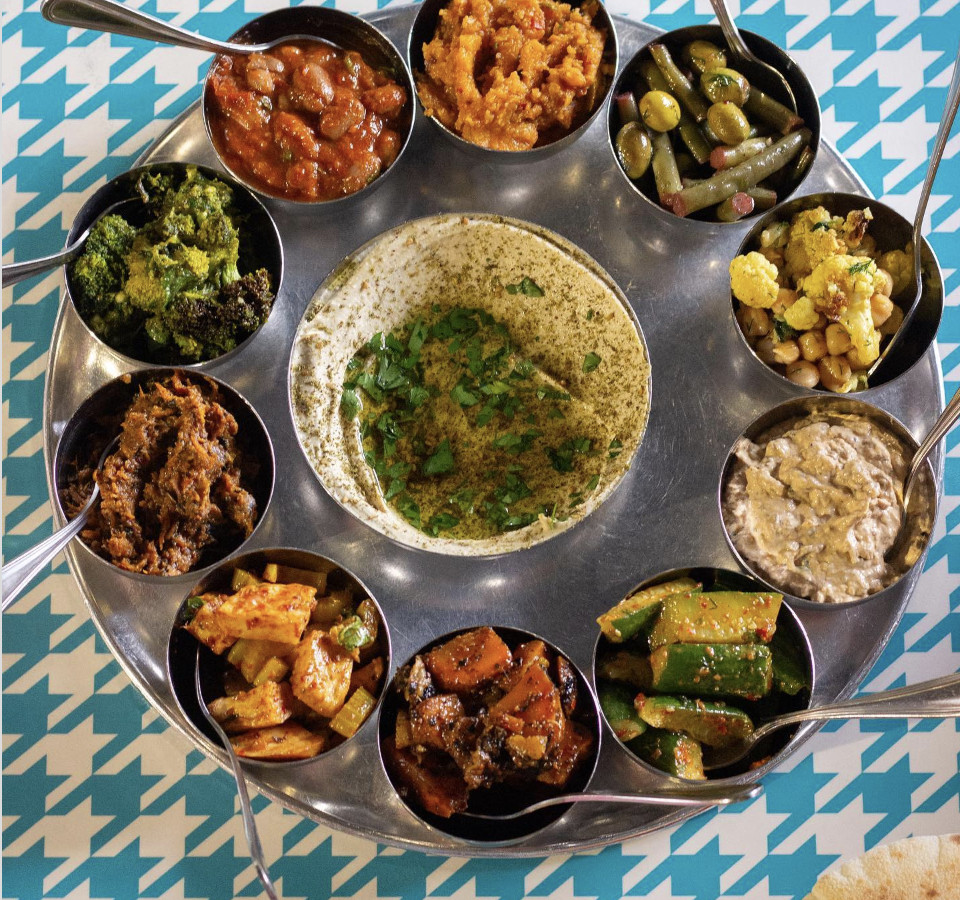 A spread of Israeli small dishes 