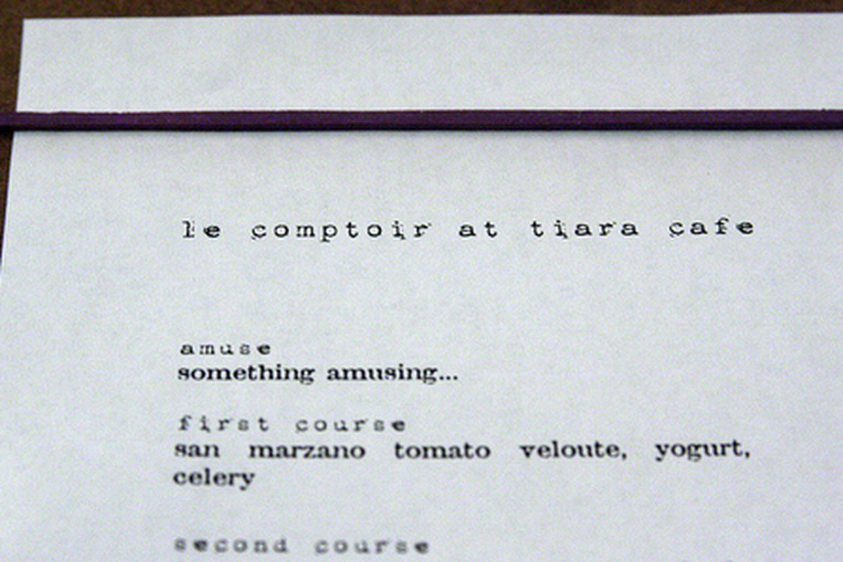 Menu for Le Comptoir at Tiara Cafe, Downtown. 