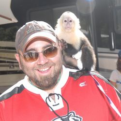Duff Goldman with a Gizmo Capuchin monkey. Photo: Jungle Island.