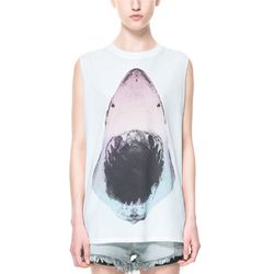<b>Zara</b> Shark Print T-Shirt, <a href="http://www.zara.com/webapp/wcs/stores/servlet/product/us/en/zara-nam-S2013/358034/1173526/SHARK+PRINT+T-SHIRT">$19.90</a>