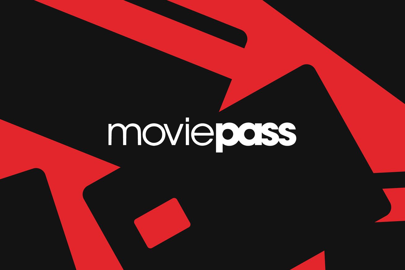 MoviePass logo over a black and red background