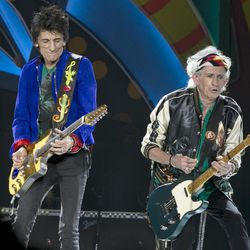 Keith Richards and Ron Wood play during a Rolling Stones concert in Havana, Cuba, Friday March 25, 2016. The Stones are performing in a free concert in Havana Friday, becoming the most famous act to play Cuba since its 1959 revolution. 