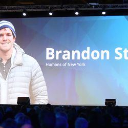 Brandon Stanton, founder of Humans of New York, gives his keynote address during Roots Tech at the Salt Palace in Salt Lake City on Thursday, March 1, 2018.