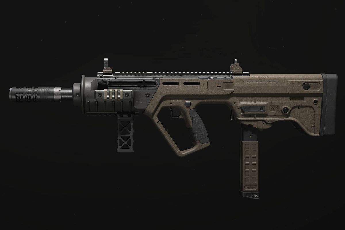 The RAM-9 hovers over a black background in key art for the best RAM 9 loadout in MW3.