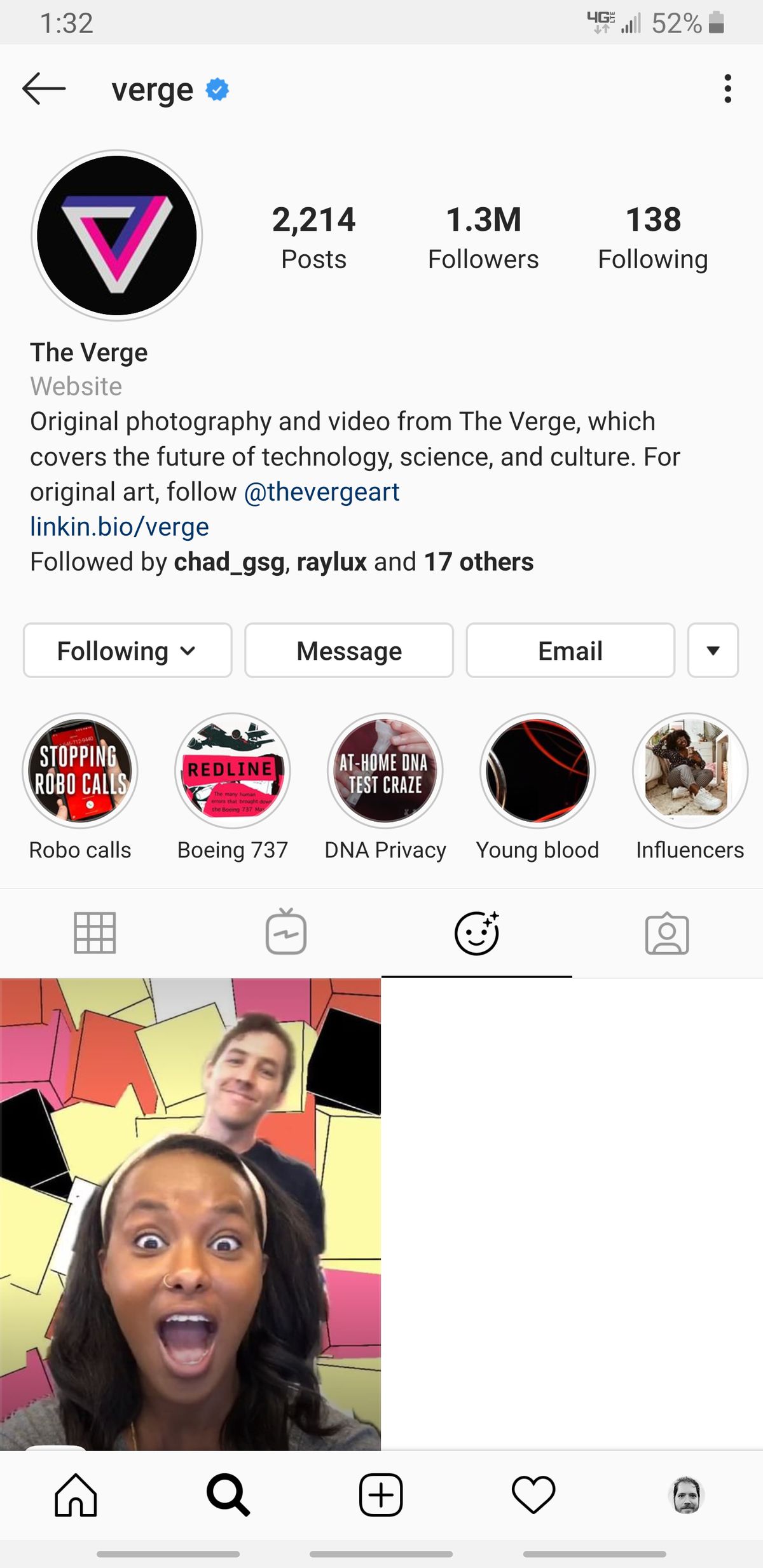 Facebook and beta testers.) We here at The Verge have already used it to create our first filter, which you can see and share through Instagram’s mobile app by going to The Verge’s Instagram account and tapping on the face icon.&nbsp;