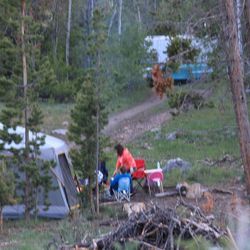 The Kelly family was camping last week near Cora, Wyo., when a rogue bear broke into their campsite and chased Moriah. Her brother Baden picked her up and ran off and their older brother Logan intercepted the bear and chased it away as it was running after his siblings.