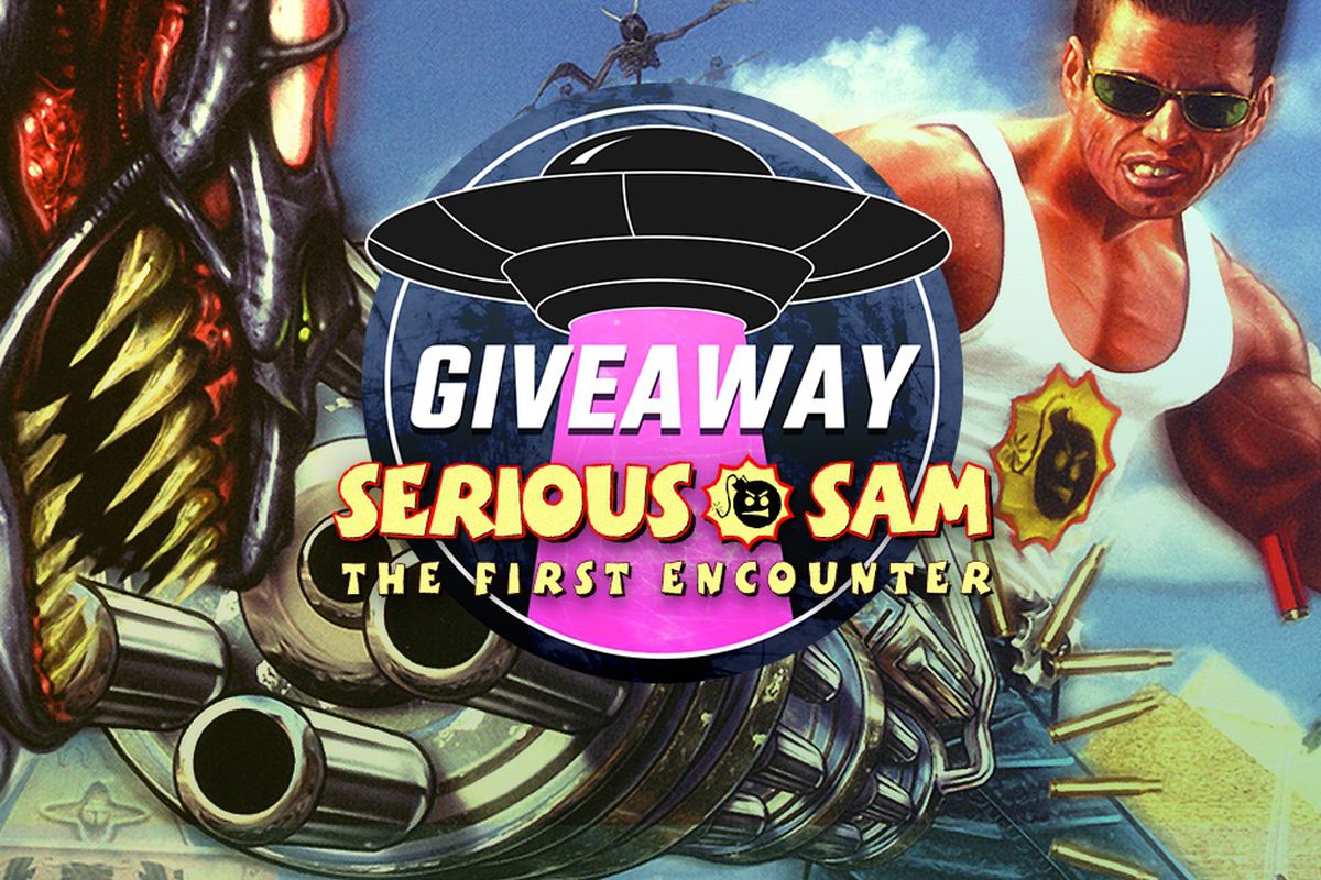 Serious Sam: The First Encounter cover art overlaid with GOG giveaway logo