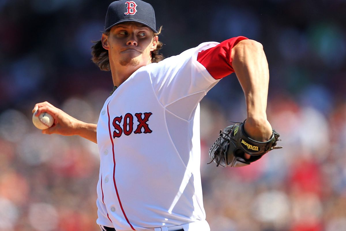 BOSTON, MA - APRIL 9:  Clay Buchholz #11 of the Boston Red Sox throws against the New York Yankees at Fenway Park April 9, 2011 in Boston, Massachusetts. (Photo by Jim Rogash/Getty Images)