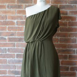 Greylin draped shoulder dress (olive) $135
