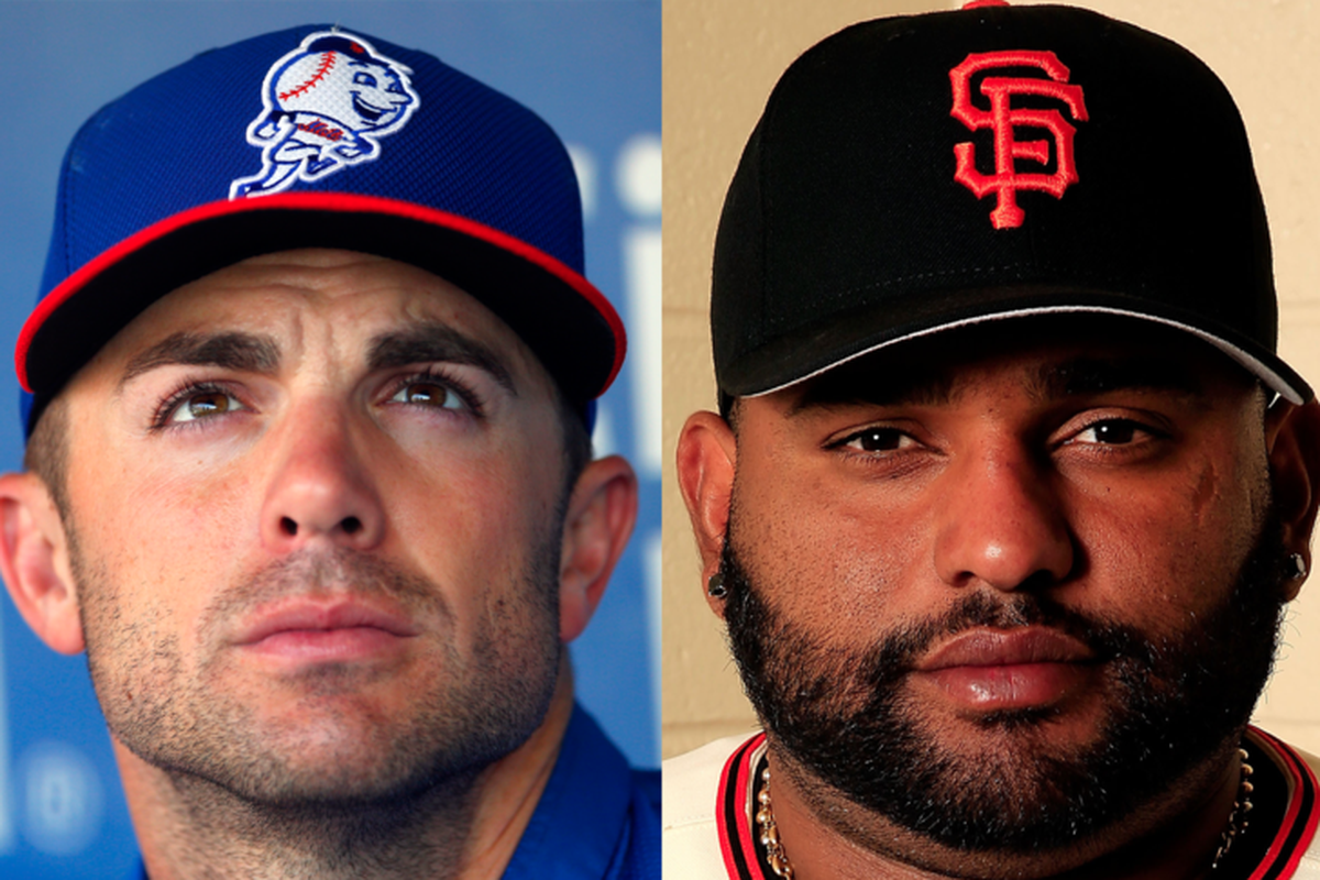 On the left: a thick-eyebrowed simian with a creepy hat. On the right: Pablo Sandoval. 