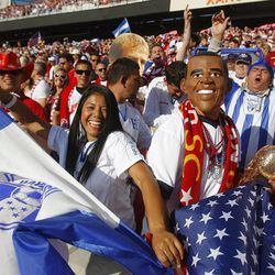 Fans enjoy the pre-game show as Team USA and Honduras play Tuesday, June 18, 2013, at Rio Tinto Stadium.