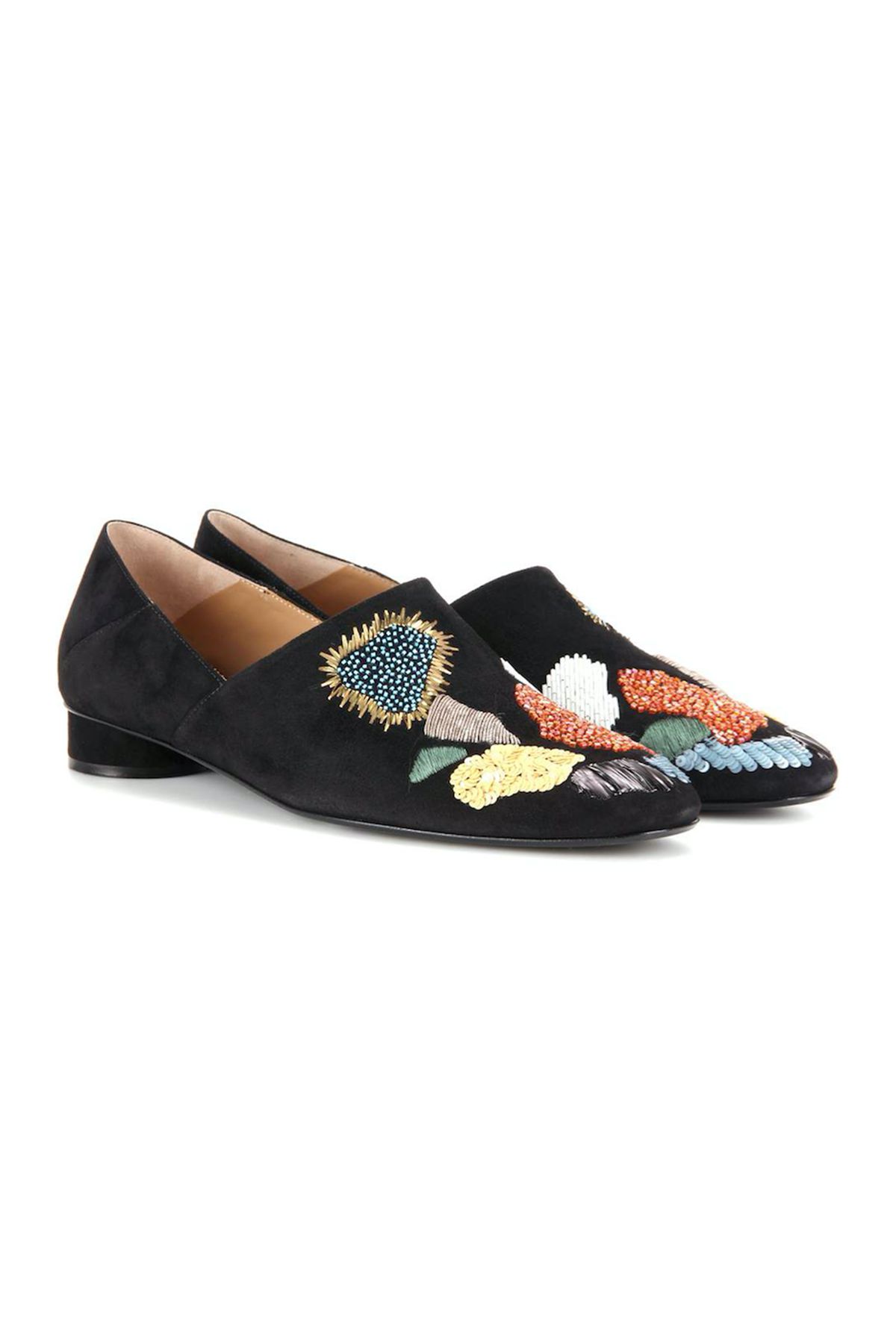 The Row Boelle Embellished Suede Slippers, $986