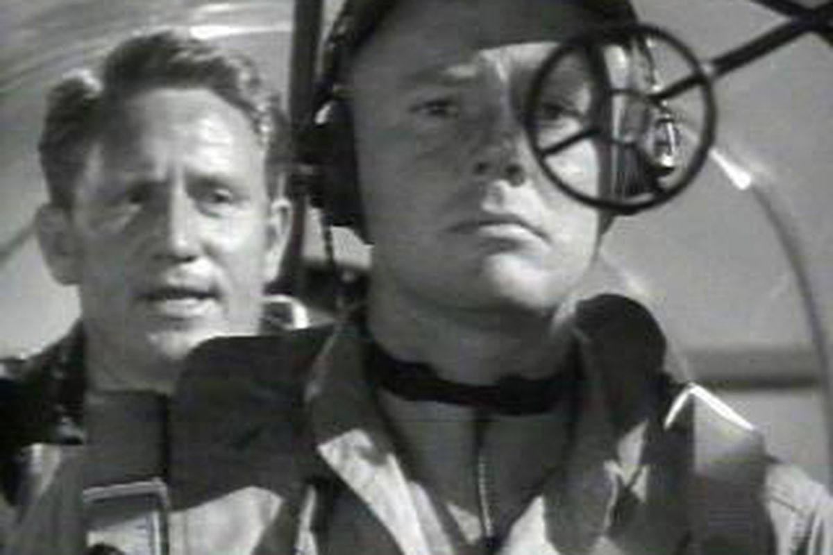 Spencer Tracy, as a heavenly messenger, tries to prompt World War II pilot Van Johnson in the 1943 fan favorite "A Guy Named Joe," which is on DVD this week for the first time.