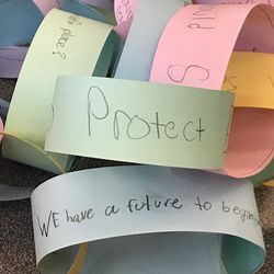 Students at Northwest Middle School in Salt Lake City will construct a paper chain and stand together during a walkout on Wednesday, March 14, 2018. The walkout is part of the nationwide demonstration to honor the victims of the Parkland High School mass shooting in Florida a month ago.