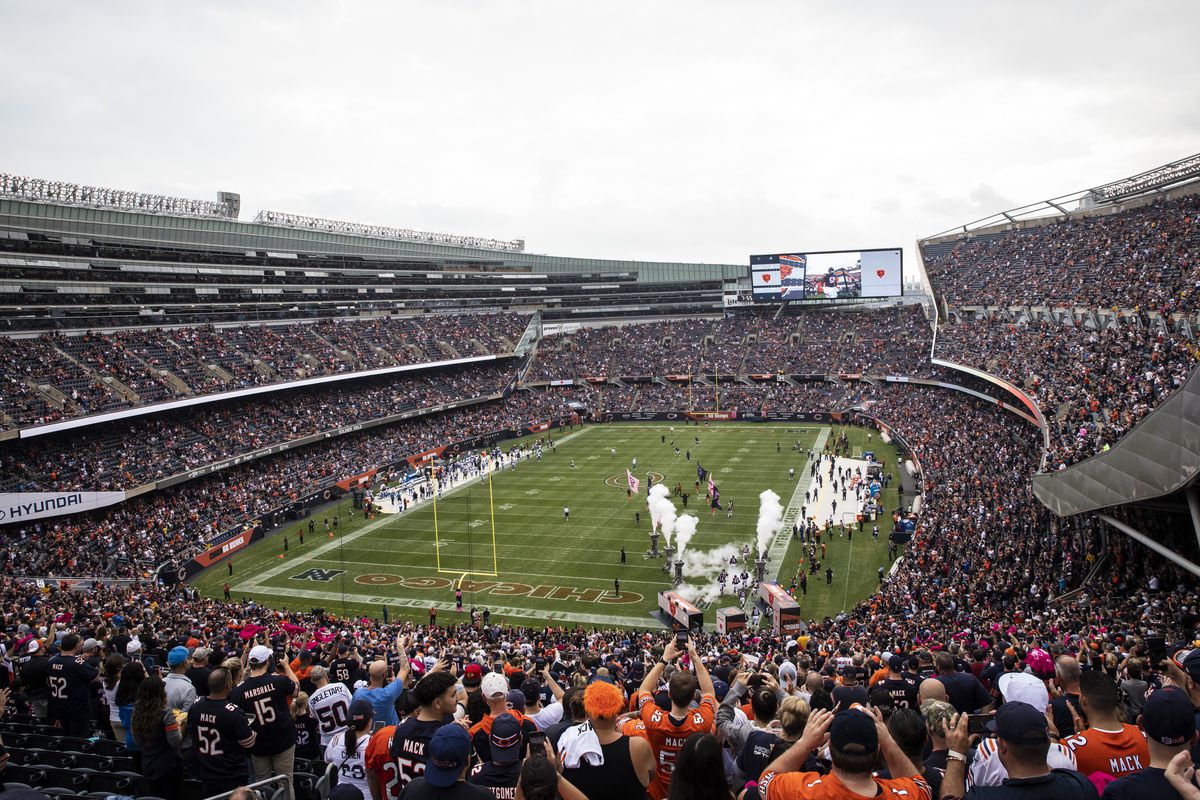Thousands flock to Soldier Field before the Chicago Bears take on the Detroit Lions, Sunday, Oct. 3, 2021.