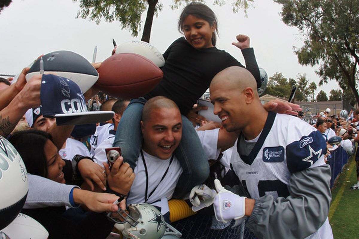 Miles Austin celebrates his new contract with fans. (Not really)