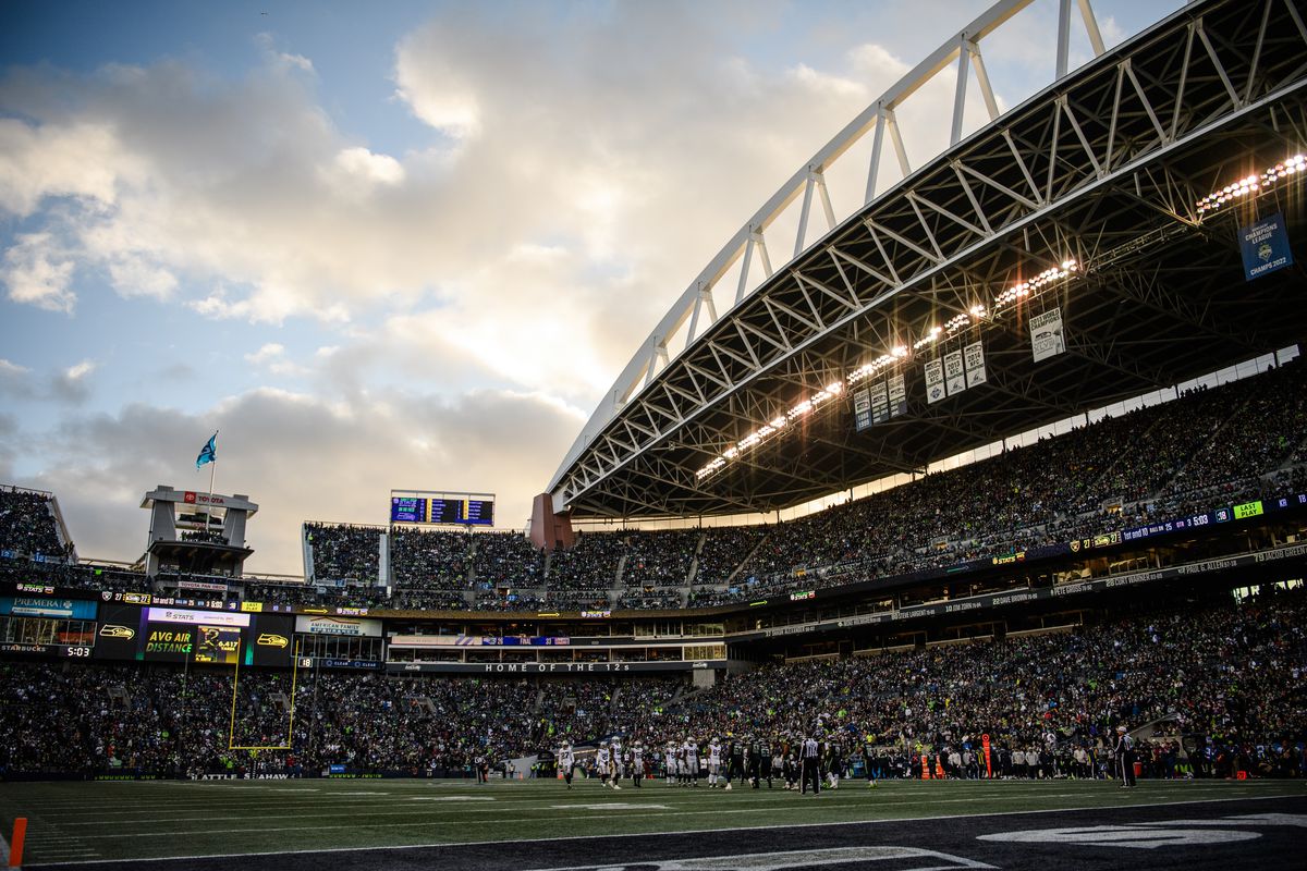 A general view during the game between the Las Vegas Raiders and the Seattle Seahawks at Lumen Field on November 27, 2022 in Seattle, Washington.