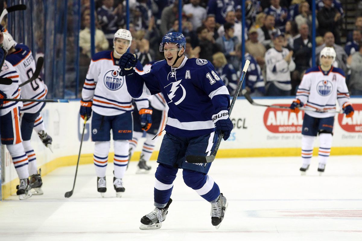 Lightning forward Ondrej Palat celebrates after a third-period goal as Tampa Bay rallied to beat the Edmonton Oilers 3-2 Thursday night in Tampa.