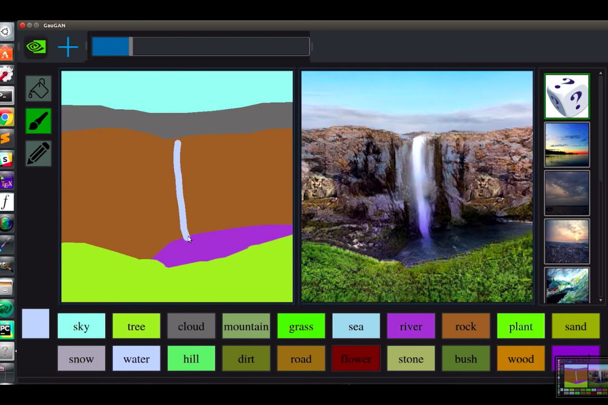Screenshot of software painting waterfall