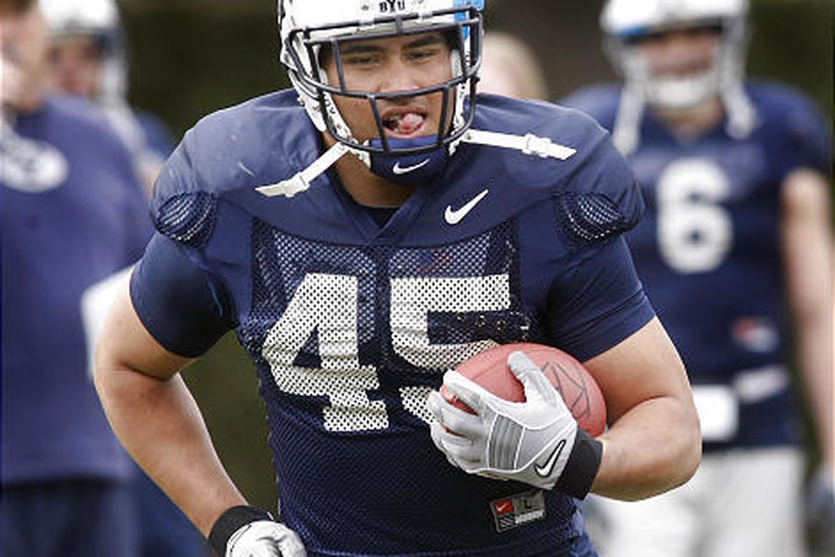 BYU running back Harvey Unga is seen during spring football practice last month.