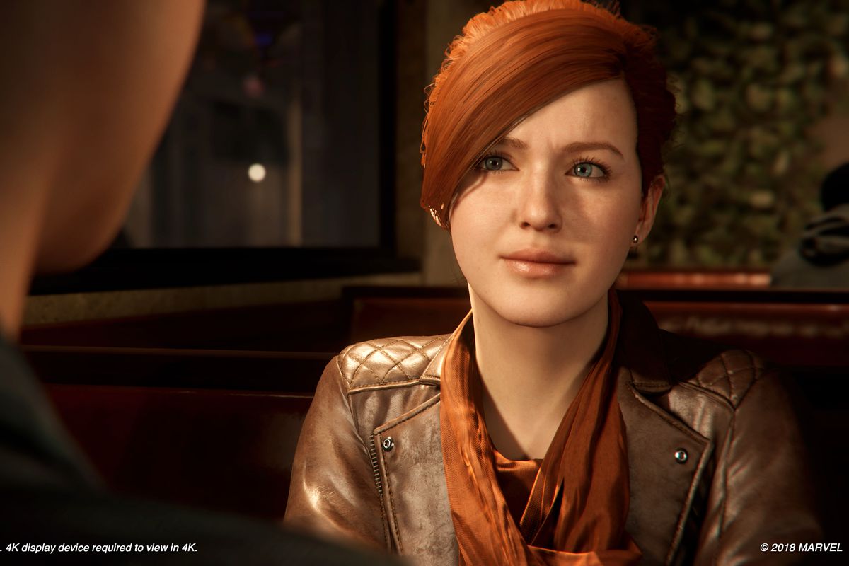 A screenshot of Mary Jane Watson in Spider-Man PS4.