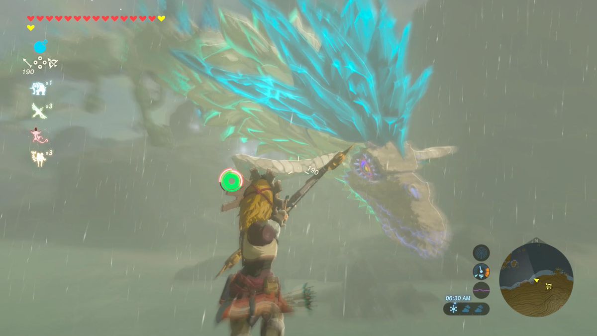 Link faces an enormous dragon in The Legend of Zelda: Breath of the Wild 