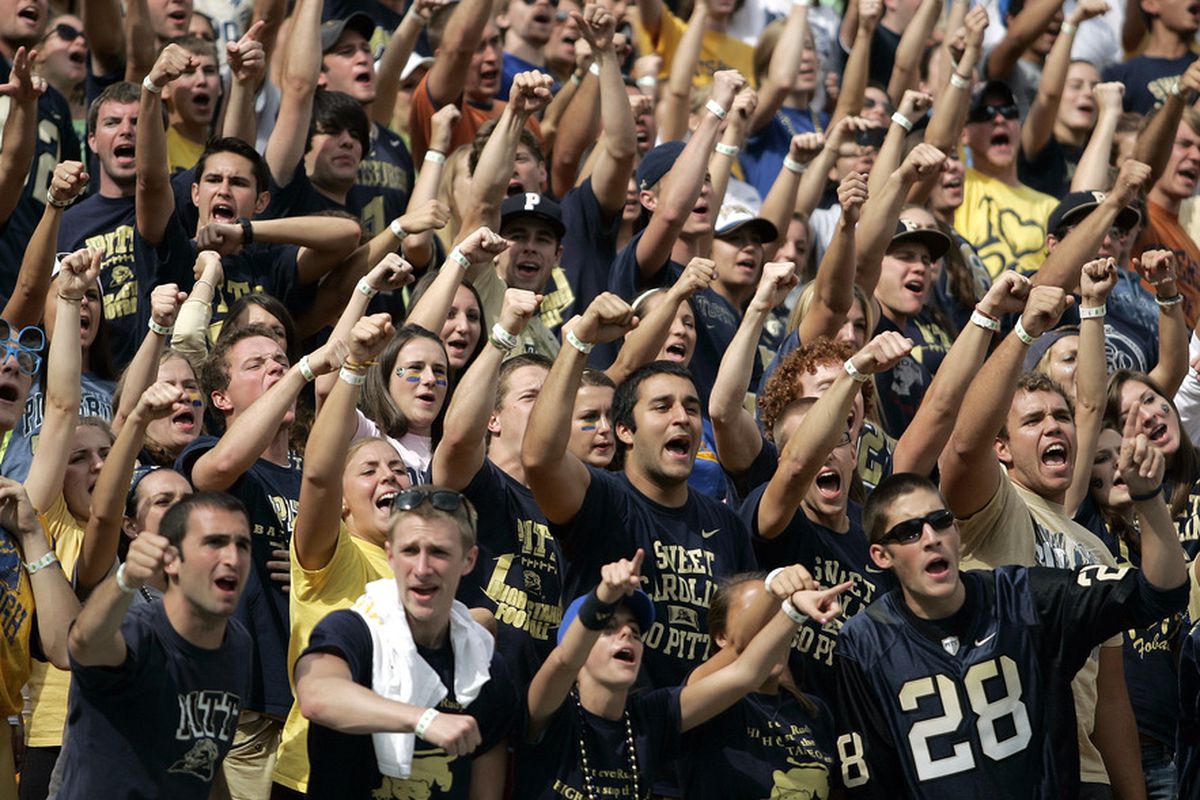 Panther fans were doing a lot of celebrating as Pitt romped USF. (Photo by Justin K. Aller/Getty Images)