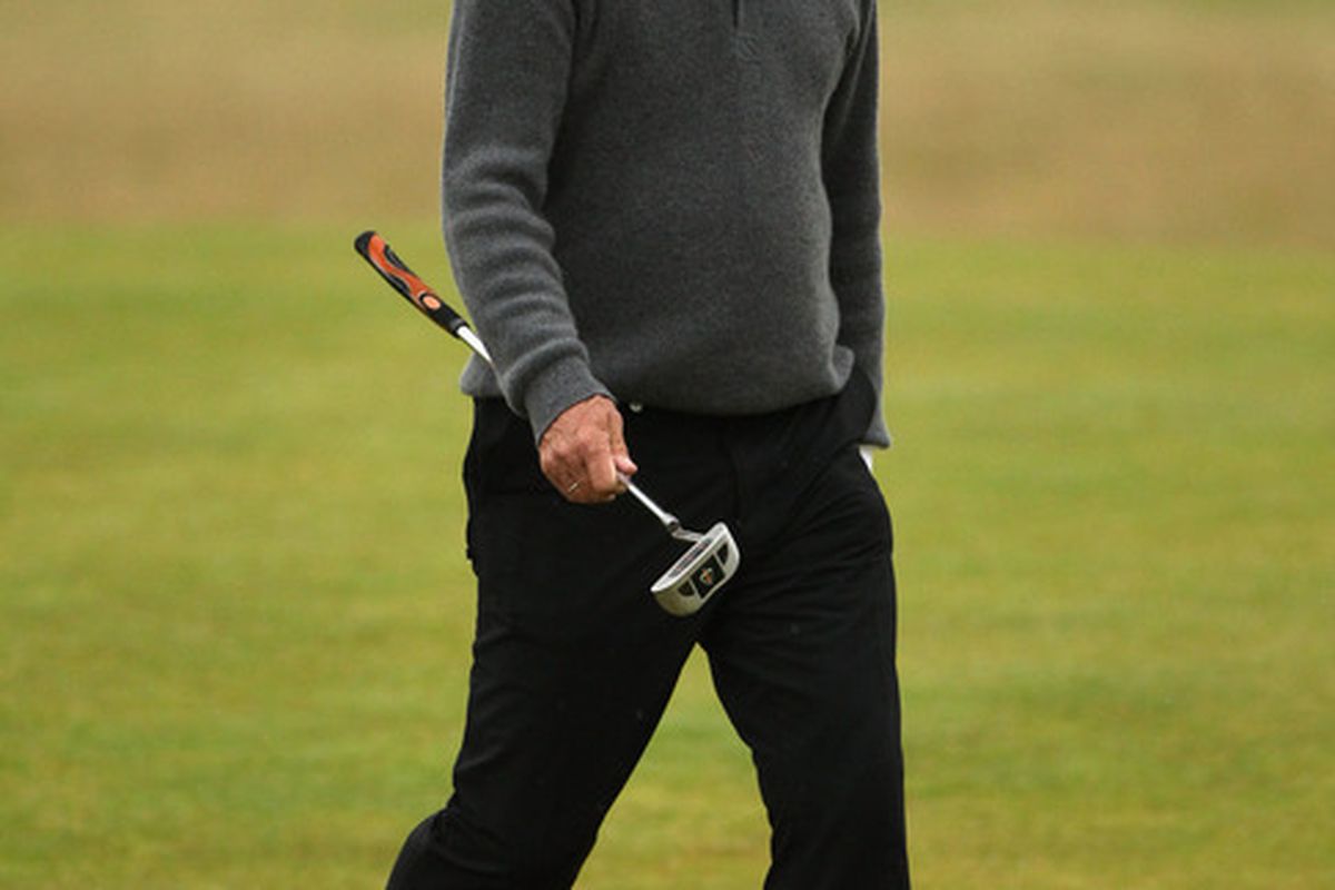 KINGSBARNS, SCOTLAND - OCTOBER 01:  Johan Cruyff in action during the third round of The Alfred Dunhill Links Championship at the Kingsbarns Golf Links on October 1, 2011 in Kingsbarns, Scotland.  (Photo by Andrew Redington/Getty Images)