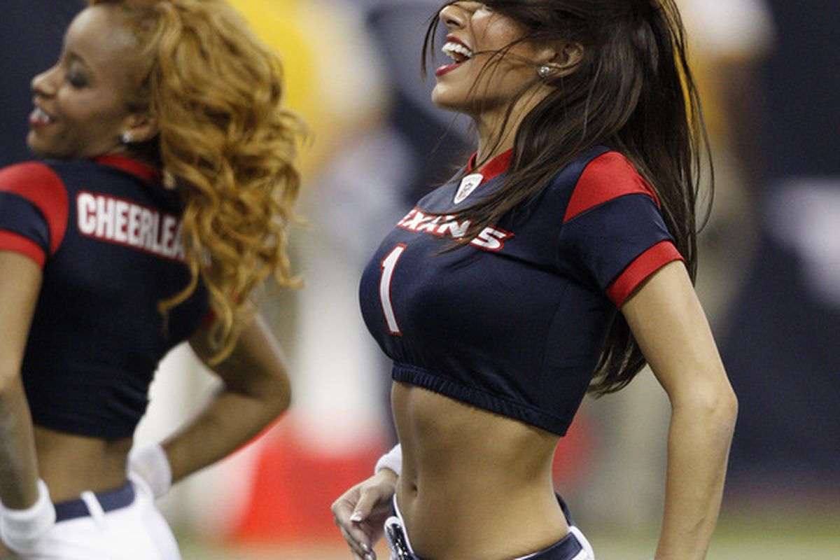 HOUSTON - SEPTEMBER 02:  Houston Texans Cheerleaders perform and dream about bfd during a football game between the Tampa Bay Buccaneers and Houston Texans at Reliant Stadium on September 2 2010 in Houston Texas.  (Photo by Bob Levey/Getty Images)