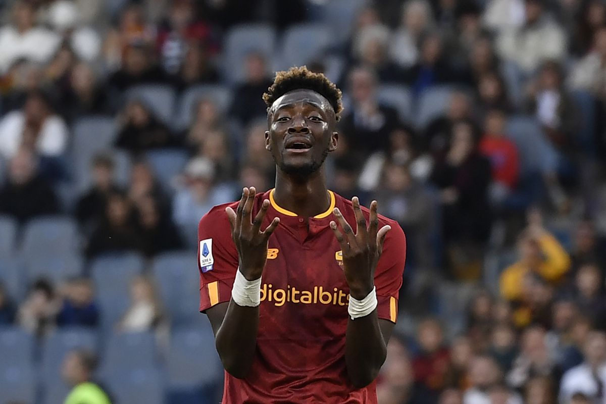 Tammy Abraham of AS Roma reacts during the Serie A football...