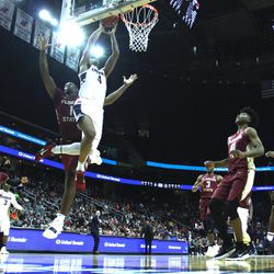 The Florida State Seminoles take on the UConn Huskies in a men’s college basketball game in the Never Forget Tribute Classic at Prudential Center in Newark, NJ on December 8 2018.