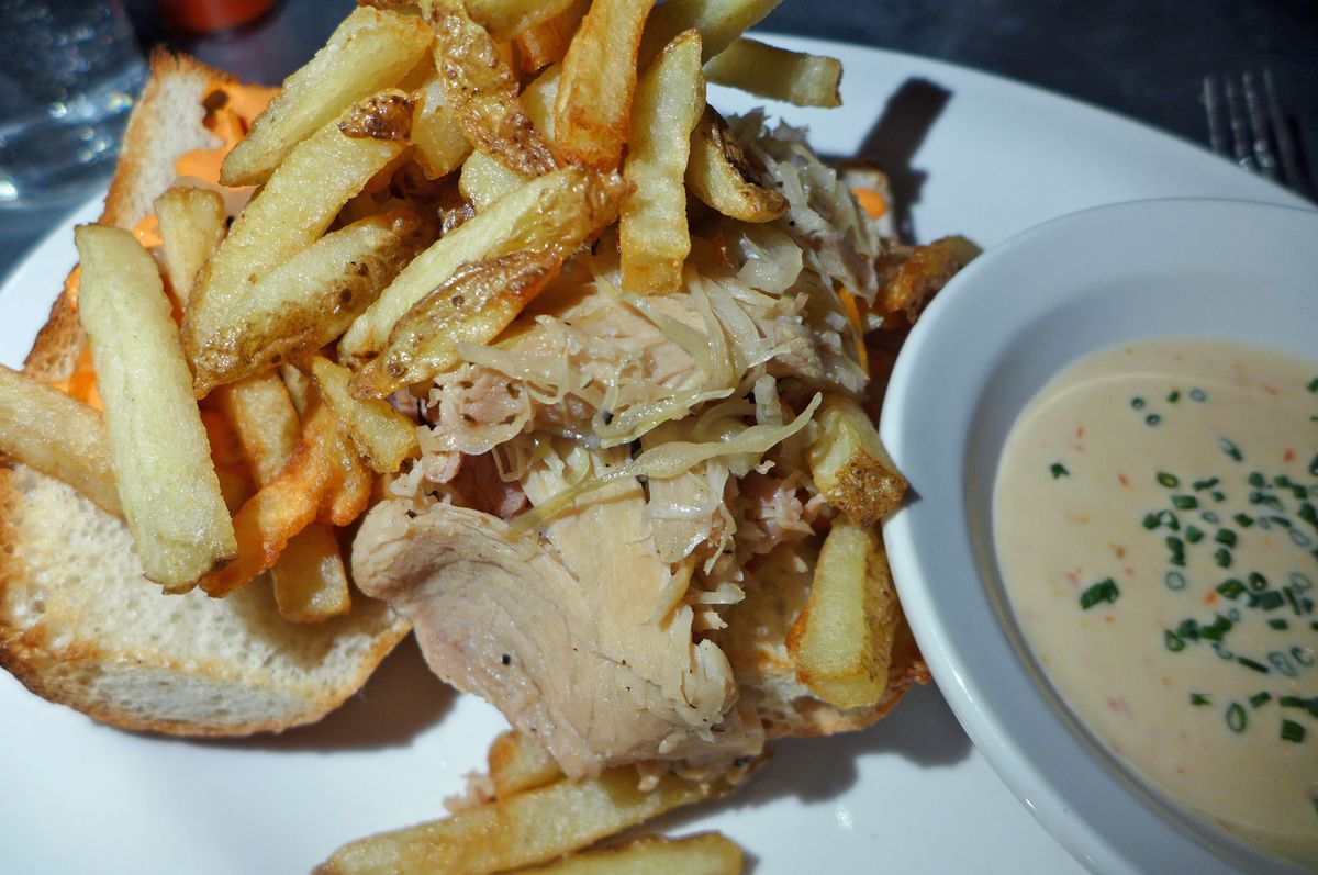 The mitraillette at Benelux features roast pork.