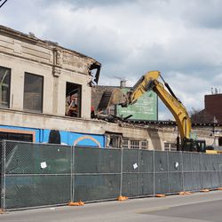 Demolition in progress at Clark and Roscoe, in preparation of the upcoming CTA Belmont Flyover Project